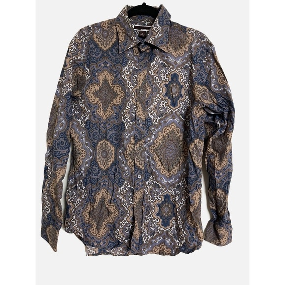 Michael Kors Men’s Classic Fit  Paisley Button-Up Shirt - Medium - Picture 2 of 7